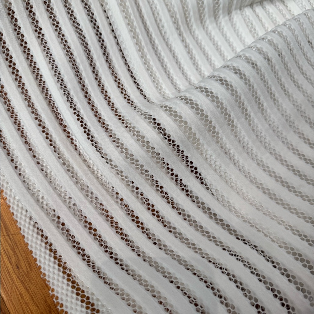 White Structured A-line Illusion Striped Skirt - Picture 2 of 9